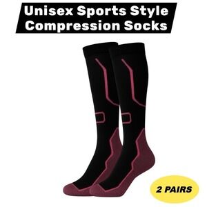 Unisex 15-20 mmHg Compression Socks LARGE Black Knee High Medical Circulation